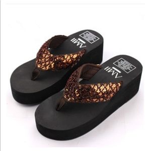 Cute sequined flip flops